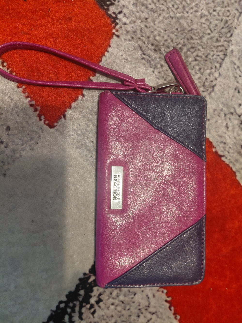 Kenneth Cole Reaction Purple Colorblock Wristlet Wallet